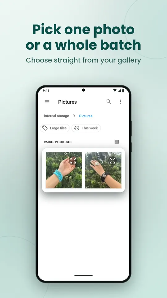Android: picking one photo or a whole batch from the gallery